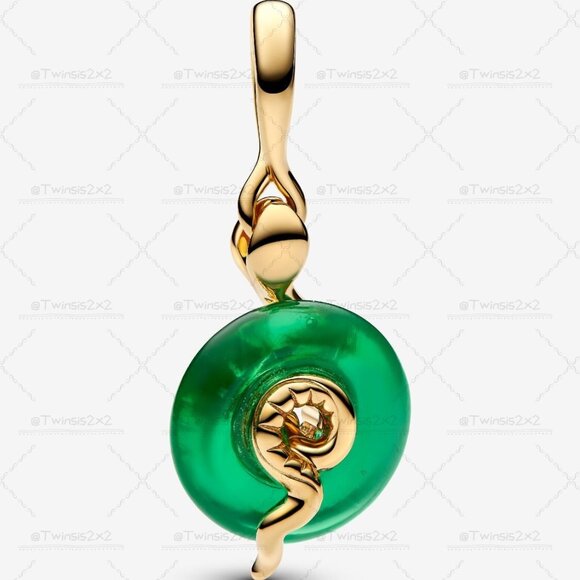 Pandora Jewelry - Pandora Snake Green Murano Glass Dangle Charm